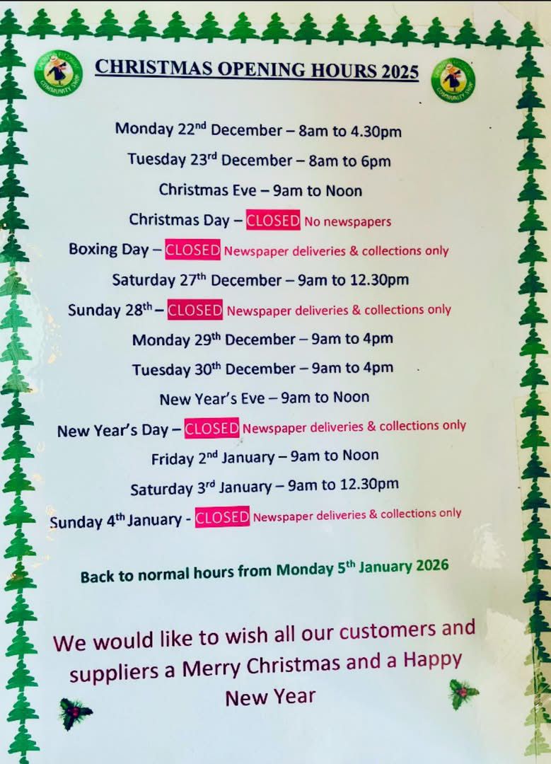 Christmas Opening Hours
